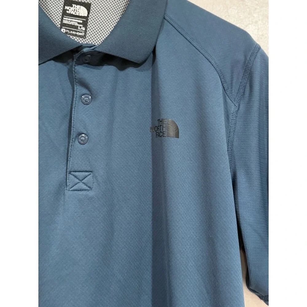 The North Face Mens FlashDry Polo Shirt Blue Teal Short Sleeve Size Large L